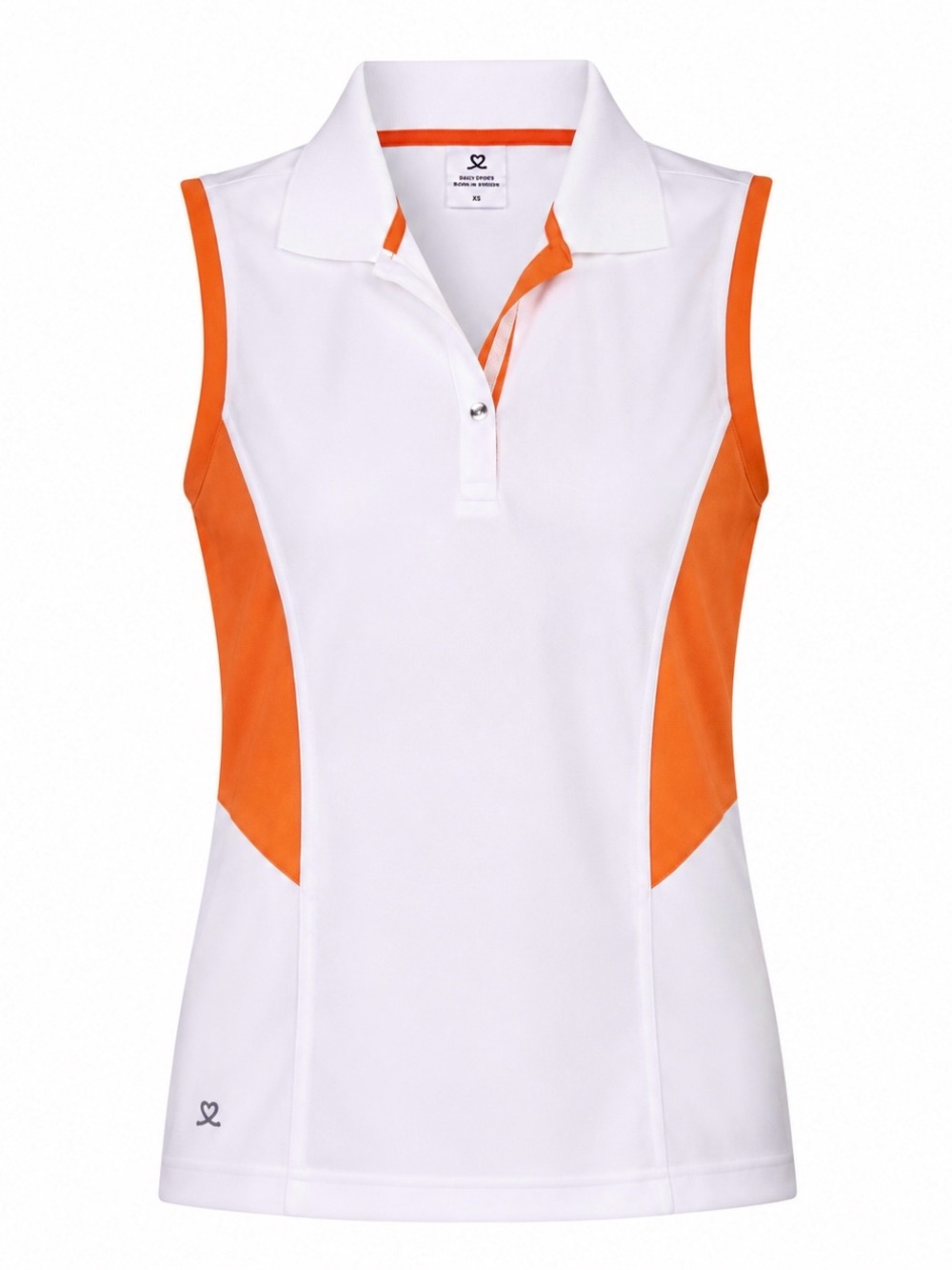 Daily Sports Golf Women Atlanta White & Mango Orange Sleeveless Polo - Size XS
